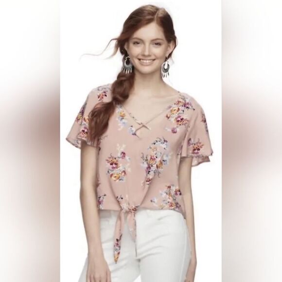 Mudd Pink Floral Blouse (S) - Picture 1 of 6
